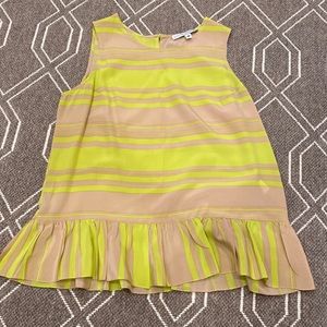 Amanda Uprichard tan and citron silk peplum top sz m